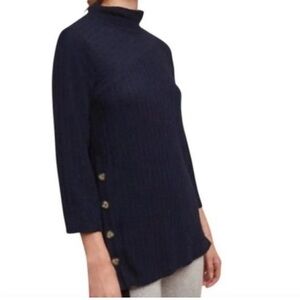 Saturday Sunday By Anthropologie Sweater Tunic Shirt Size Large Navy Mock Neck